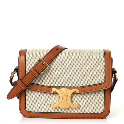 Celine Textile Calfskin Classique Triomphe Bag Natural Tan 1 of 8