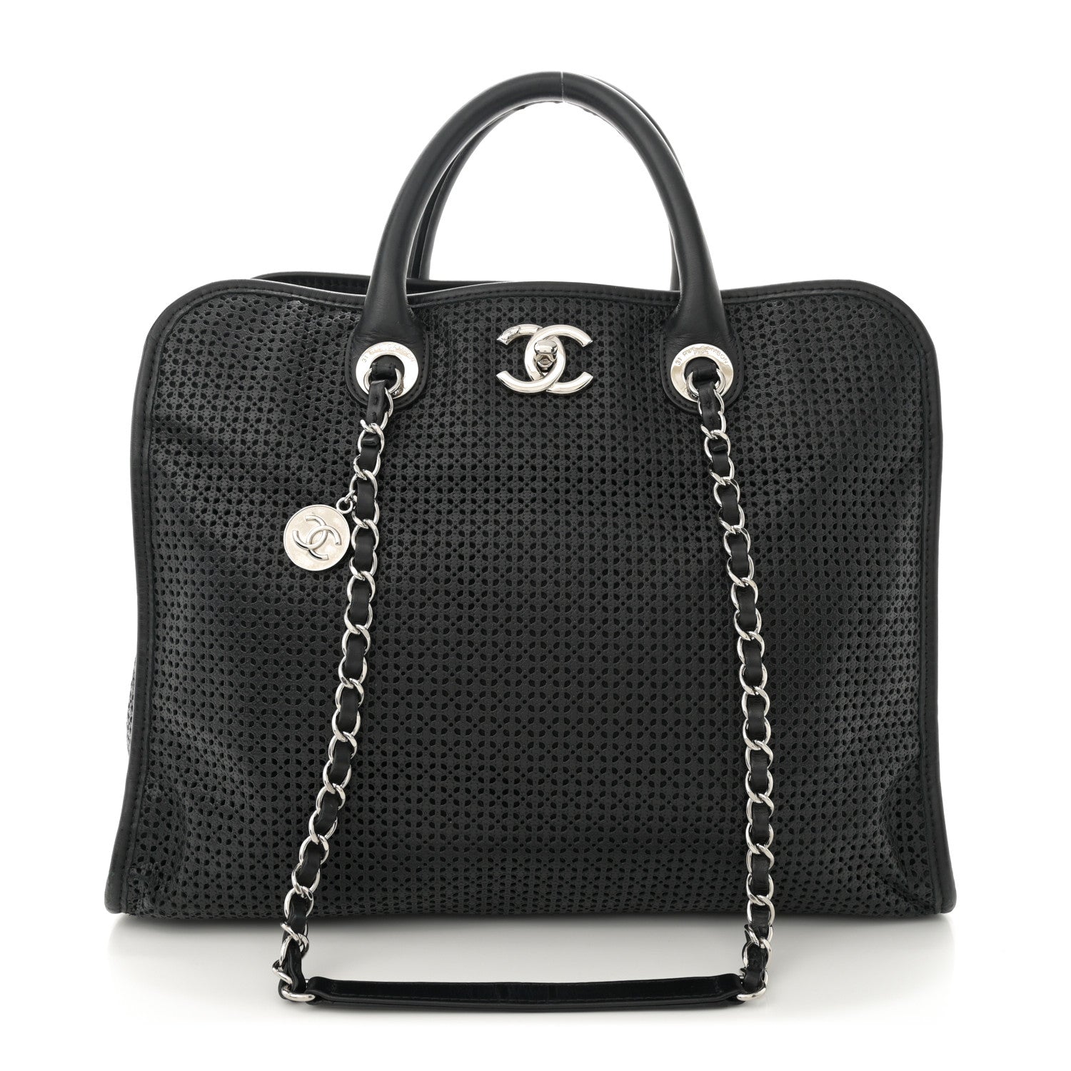 Chanel Calfskin Perforated Up In The Air Tote Black 1 of 14