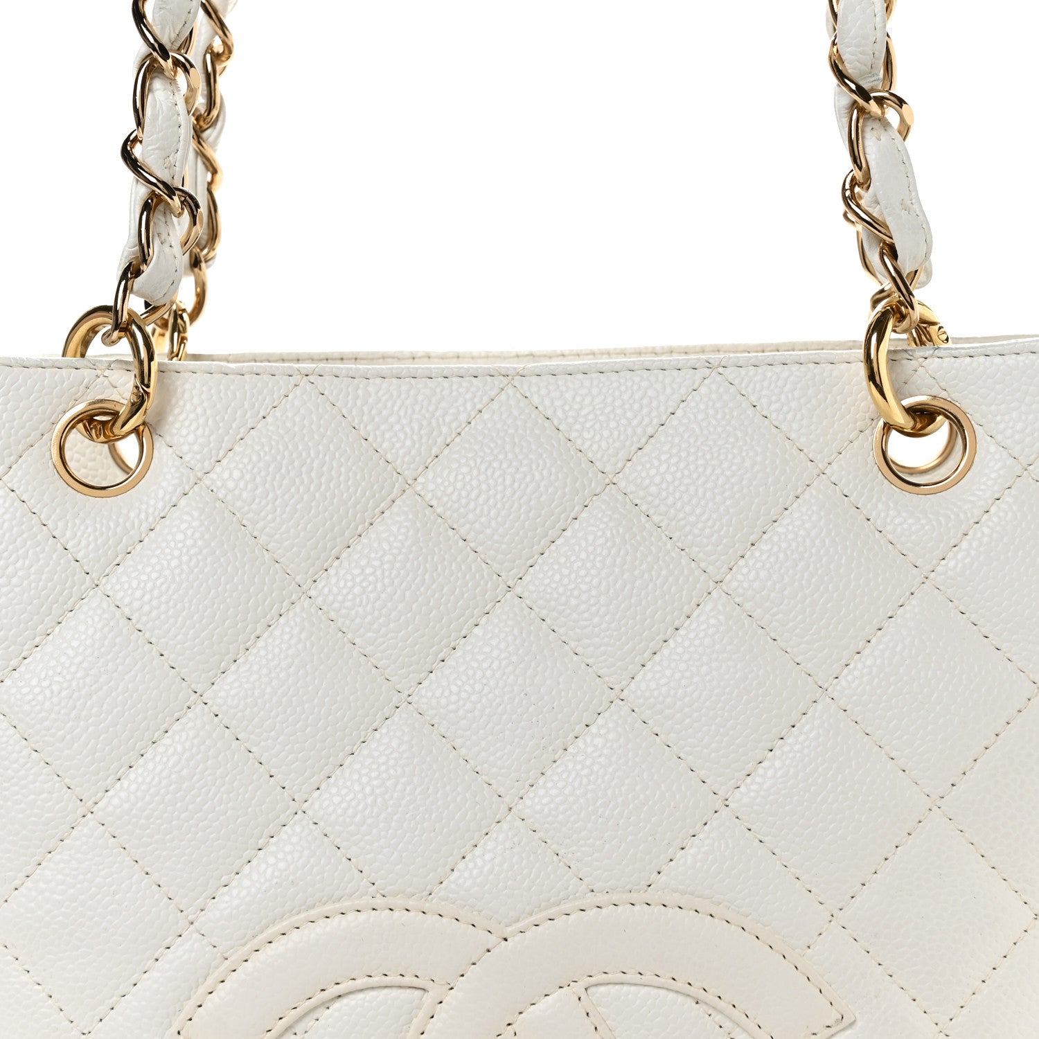 Chanel Caviar Quilted Petit Shopping Tote PST White 8 of 10
