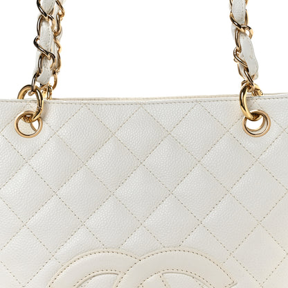 Chanel Caviar Quilted Petit Shopping Tote PST White 8 of 10