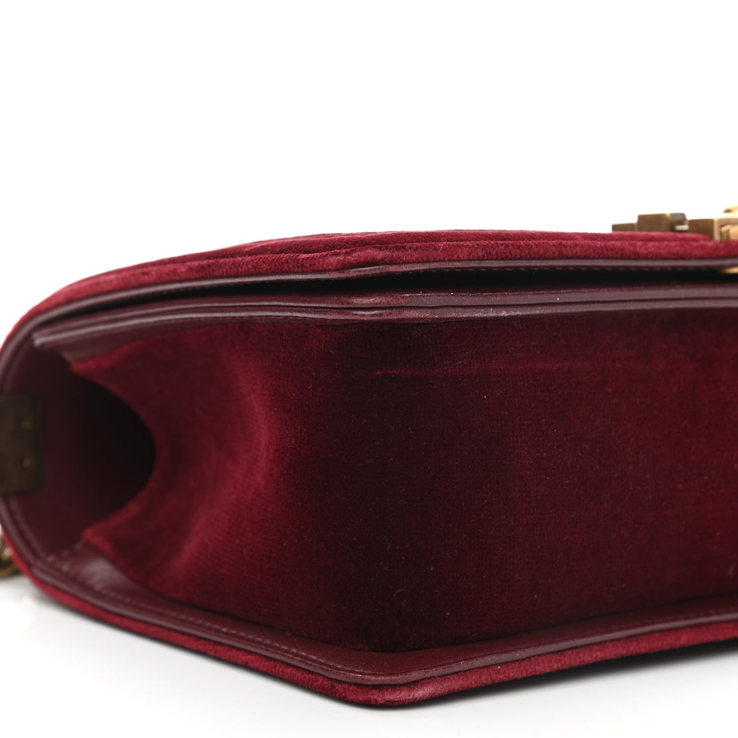 Chanel Velvet Chevron Quilted Medium Boy Flap Burgundy 9 of 10