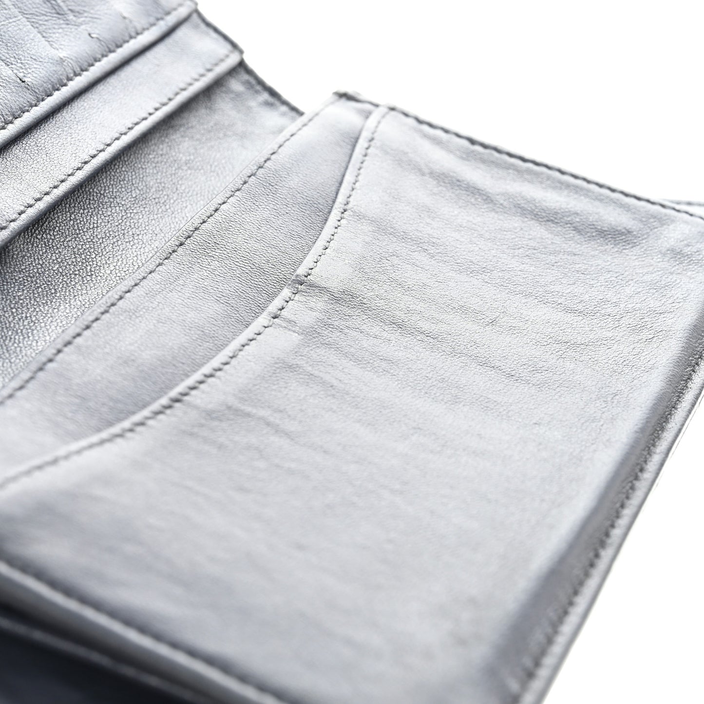 Lambskin Quilted Yen Wallet Blue