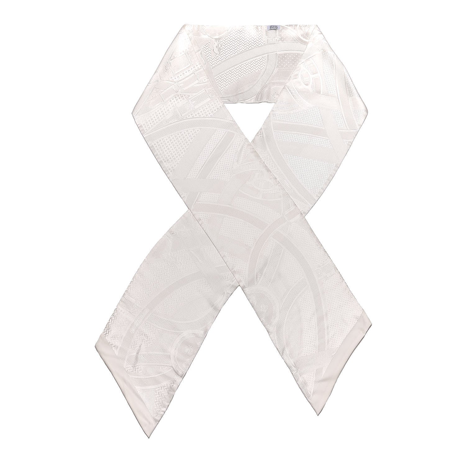 Hermes Silk Cavalcadour Maxi Twilly White 1 of 4