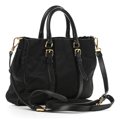 Prada Tessuto Nylon Soft Calfskin Tote Black 3 of 11