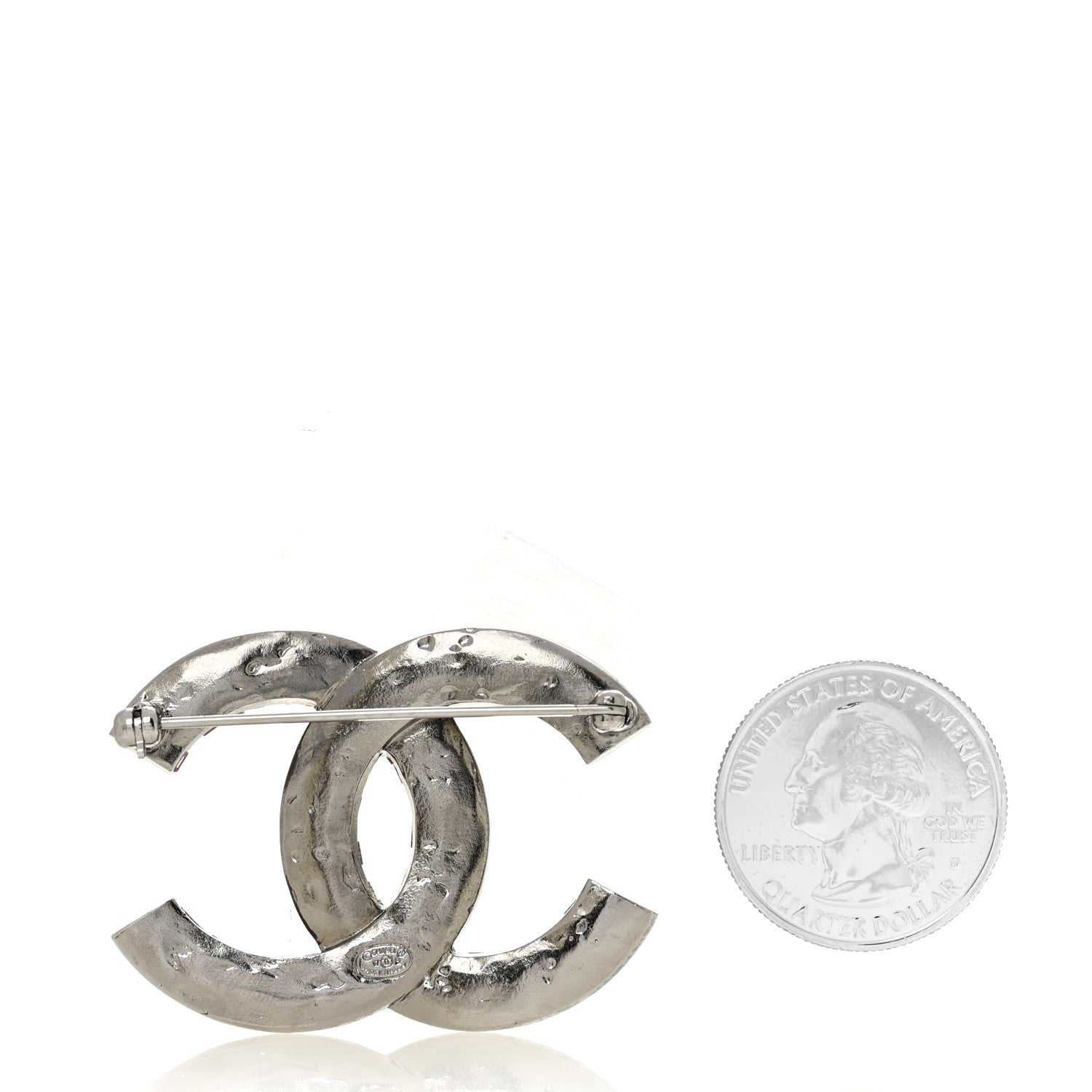 Chanel Ruthenium Crystal CC Brooch Red 2 of 3