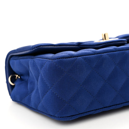 Chanel Satin Quilted Mini Rectangular Flap Blue 9 of 11