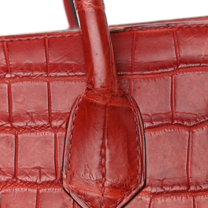 Hermes Matte Porosus Crocodile Birkin 30 Rouge H 13 of 17