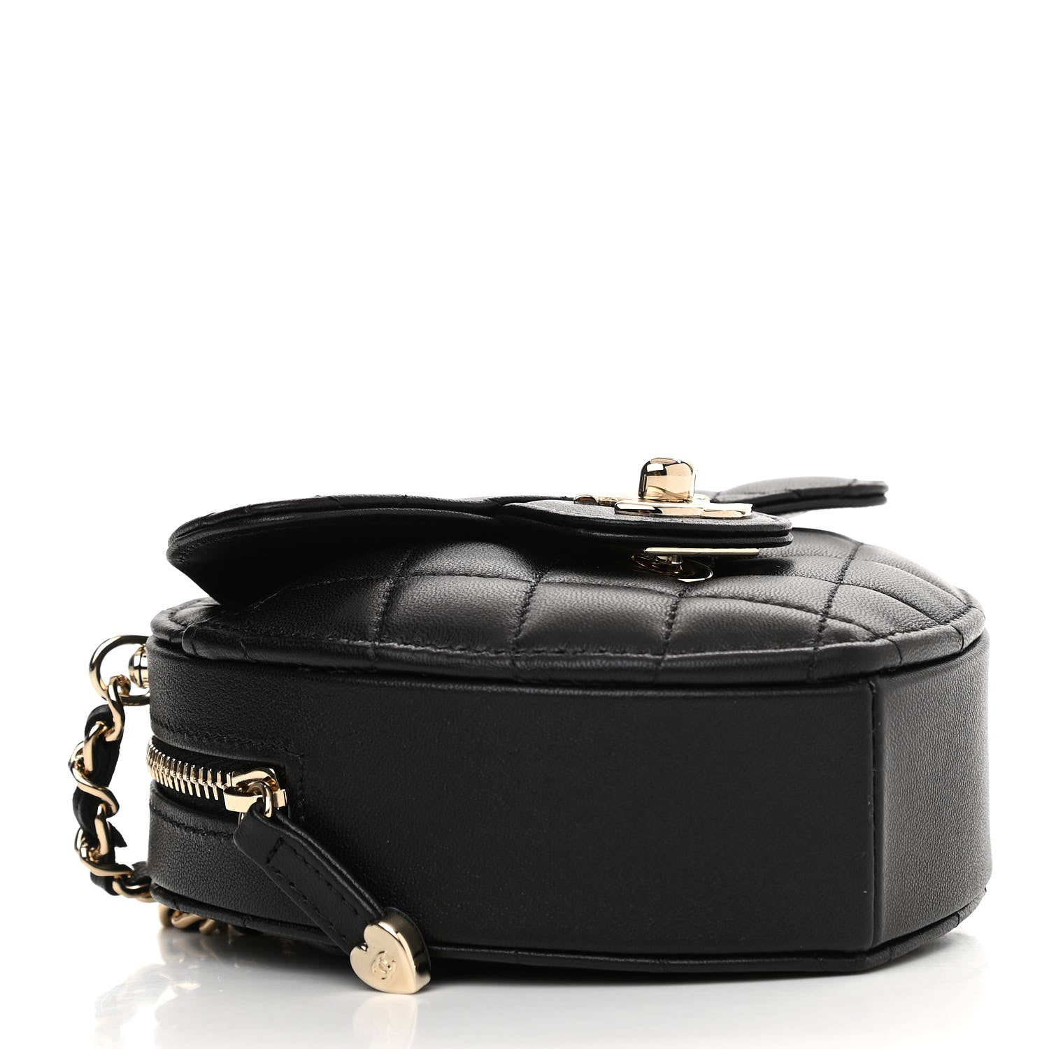 Chanel Lambskin Quilted CC In Love Heart Clutch With Chain Black 4 of 11