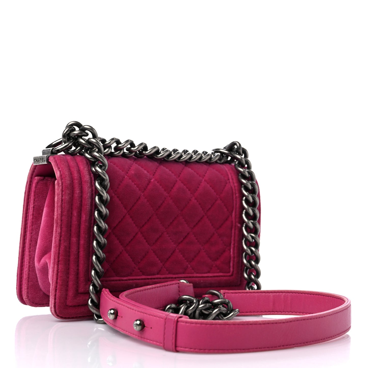 Velvet Quilted Small Boy Flap Pink