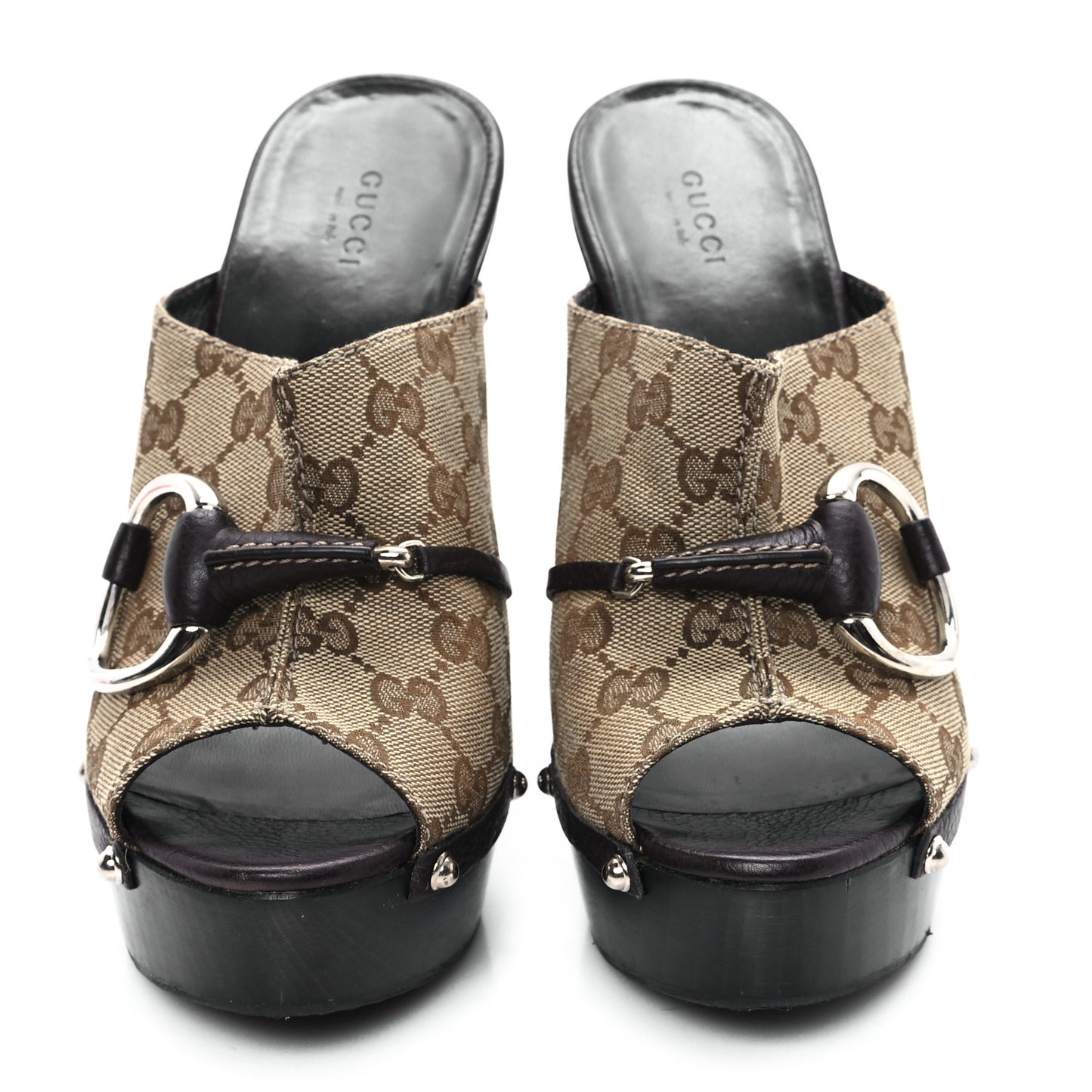 Monogram Cellarius Soft Calfskin Icon Bit Platform Clog High Heel Slide Sandals 40 Beige Ebony Cocoa