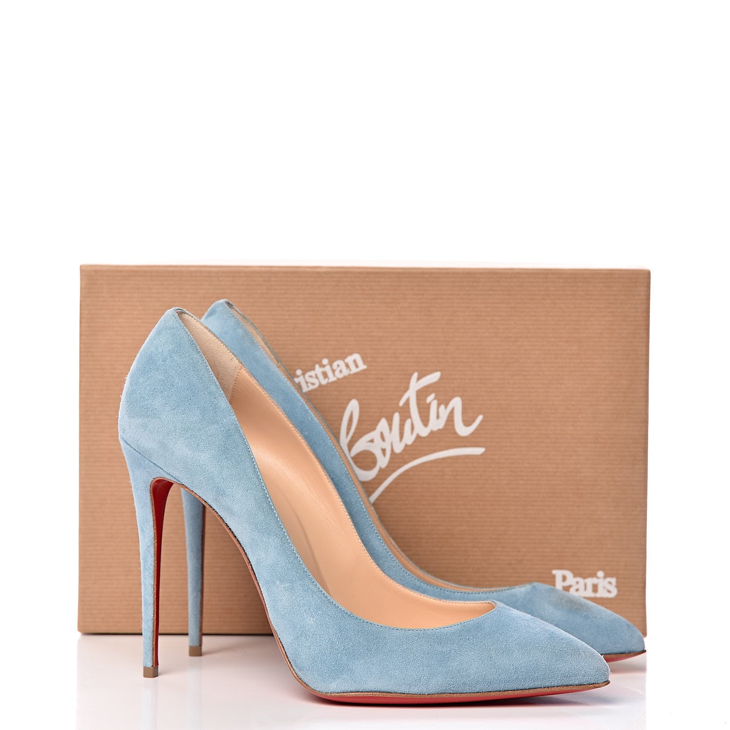 Christian Louboutin Veau Velours Pigalle Follies 100 Pumps 40 Celeste 19 of 19
