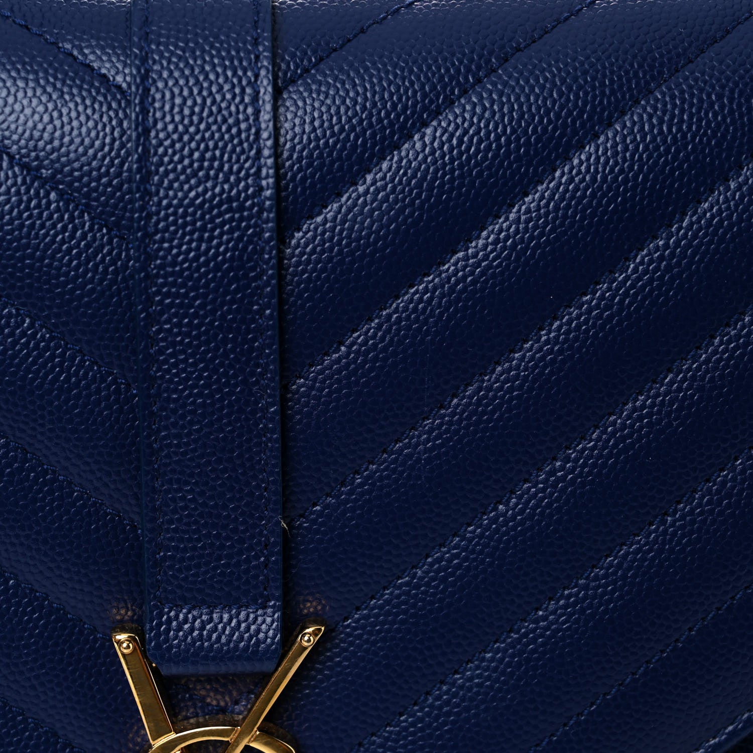Saint Laurent Grain De Poudre Matelasse Chevron Large Monogram Satchel Blue 18 of 18