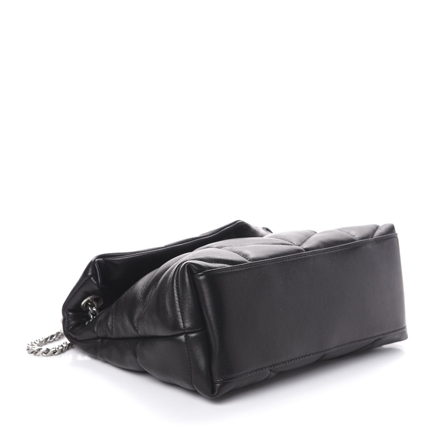 Lambskin Quilted Small Loulou Puffer Monogram Chain Satchel Black