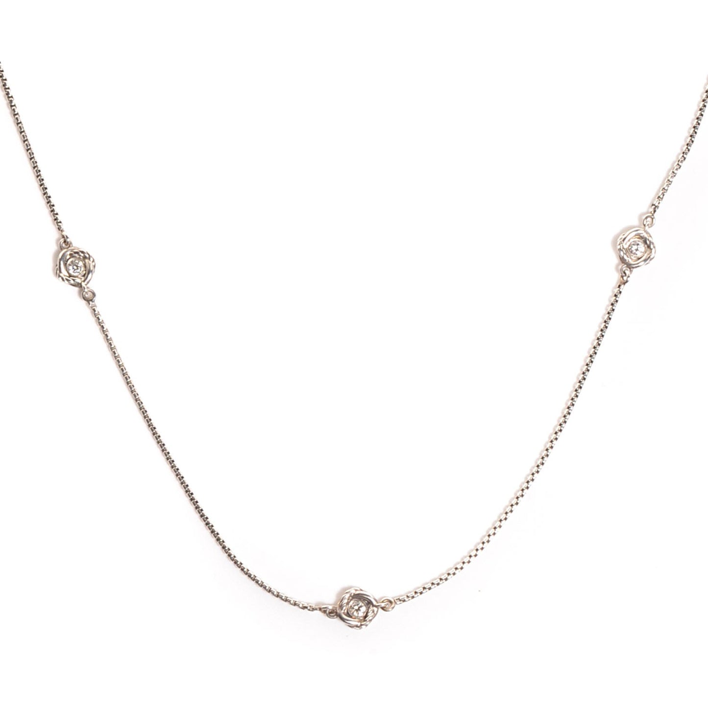 Sterling Silver Diamond Infinity 3 Station Necklace