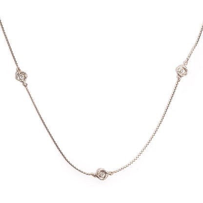 David Yurman Sterling Silver Diamond Infinity 3 Station Necklace 1 of 5