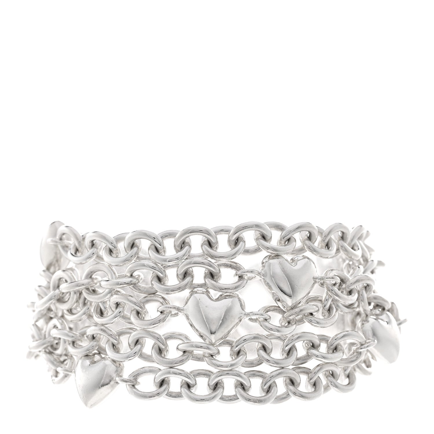 Tiffany Sterling Silver Multi Strand Puff Heart Bracelet 1 of 3