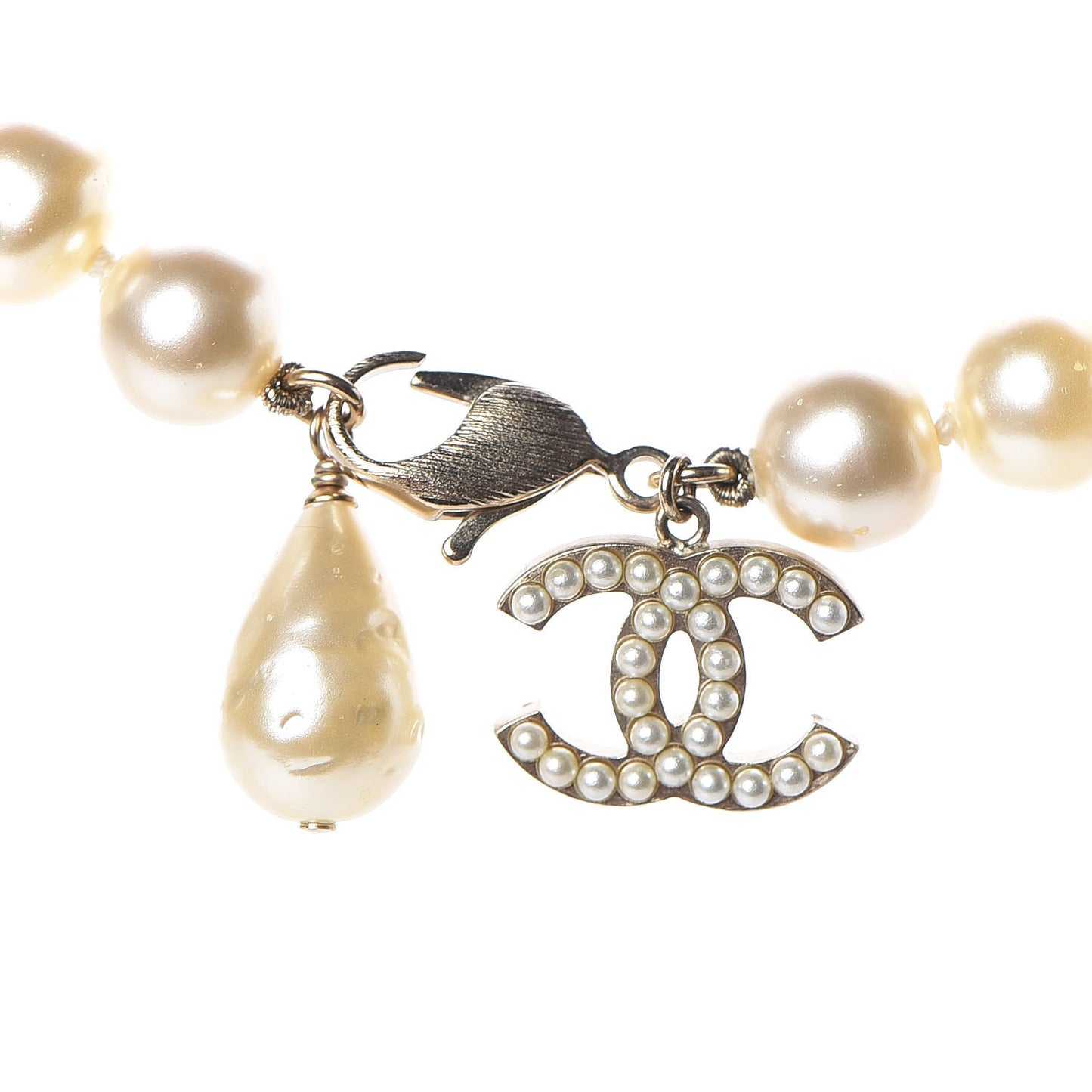 Pearl CC Long Necklace Light Gold