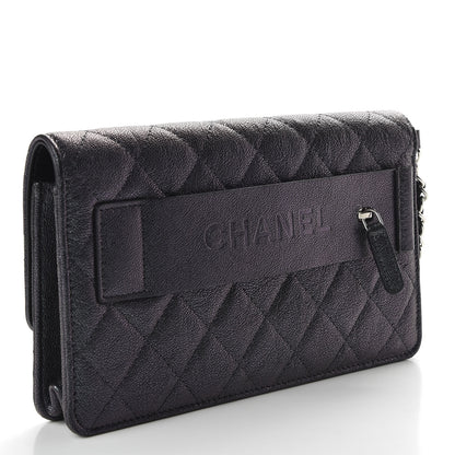 Chanel Iridescent Caviar Quilted Classic Pouch Clutch Black 3 of 10