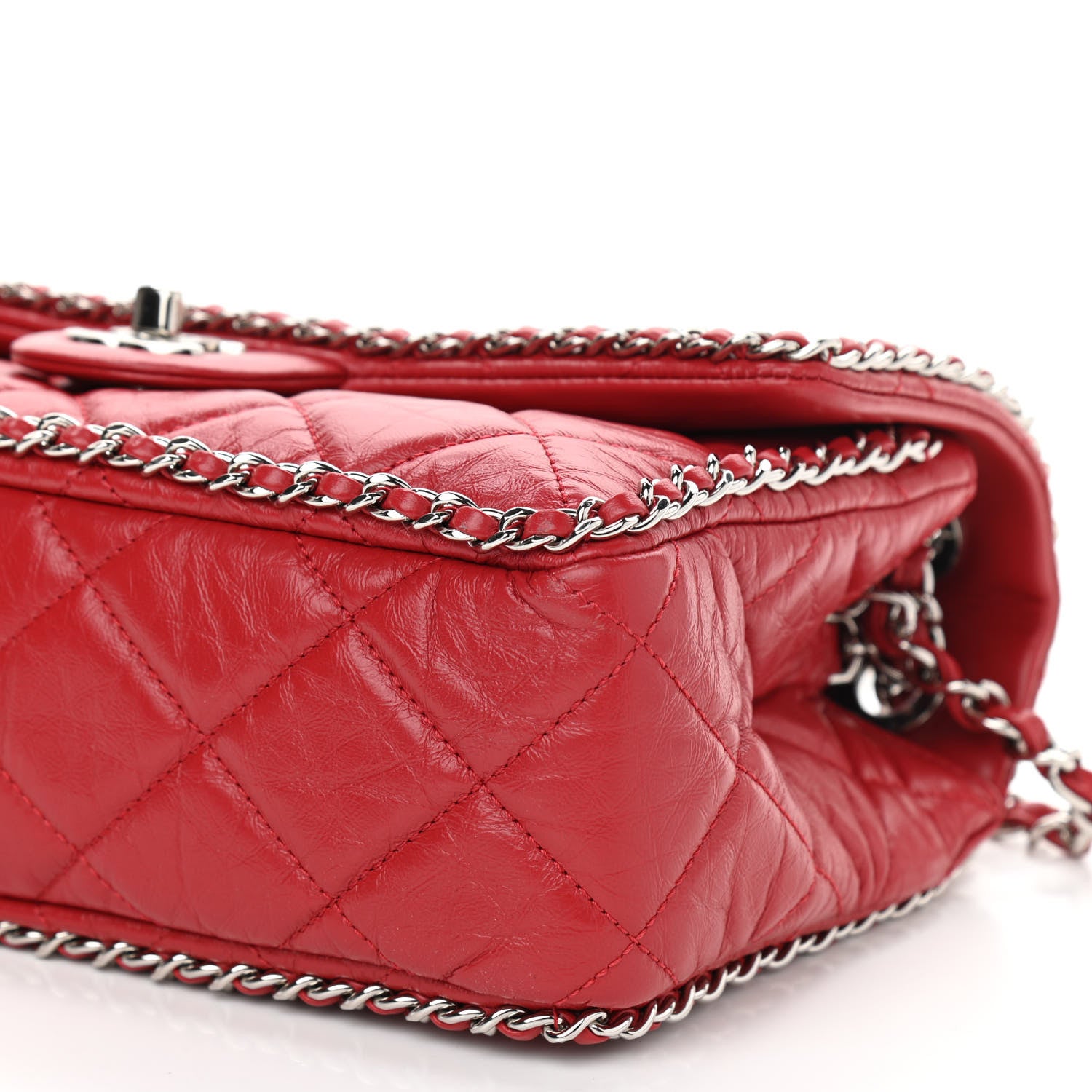 Chanel Crumpled Calfskin Medium Chain All Over Flap Red 10 of 10