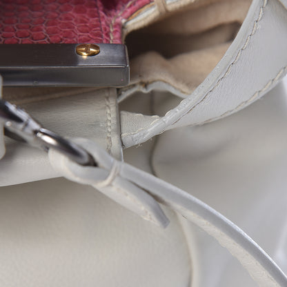 Fendi Goatskin Watersnake Large Peekaboo Iconic Satchel White 21 of 26