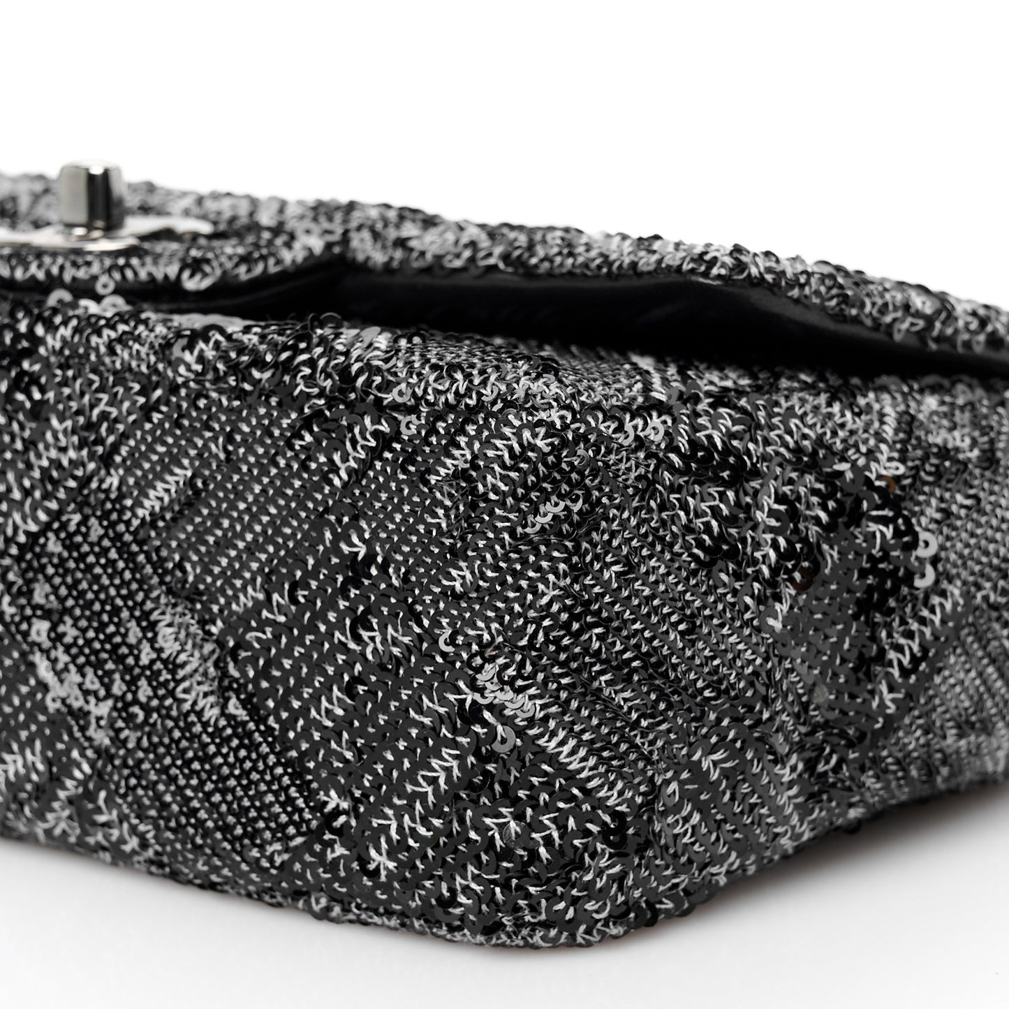 Sequin Mini Rectangular Single Flap Black