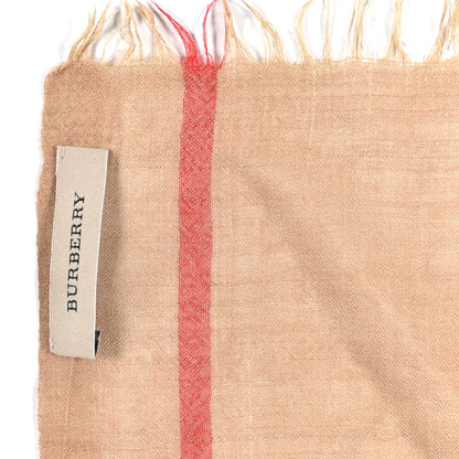 Burberry Wool Silk Gauze Giant Check Lightweight Scarf Camel 4 of 4