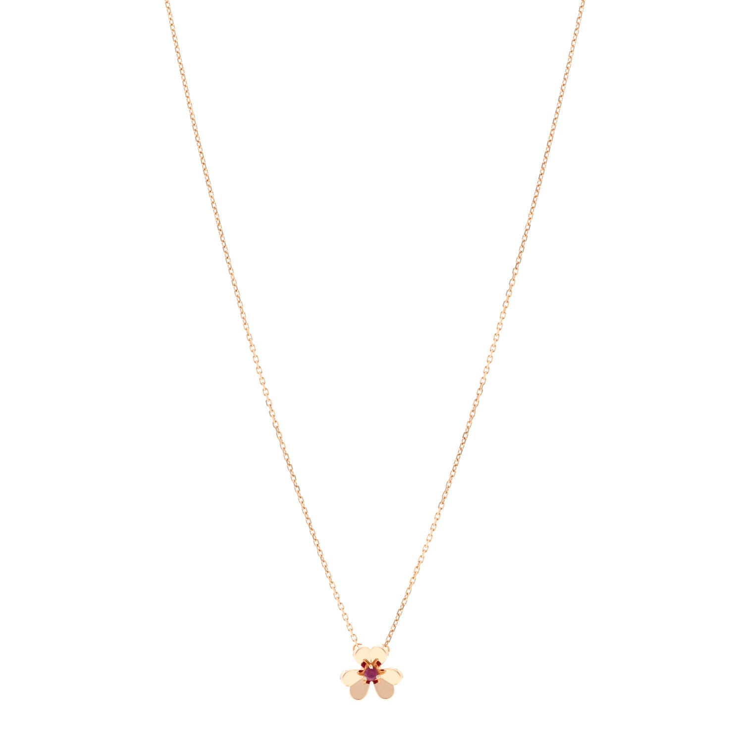 Van Cleef & Arpels 18K Rose Gold Ruby Mini Frivole Pendant Necklace 1 of 4