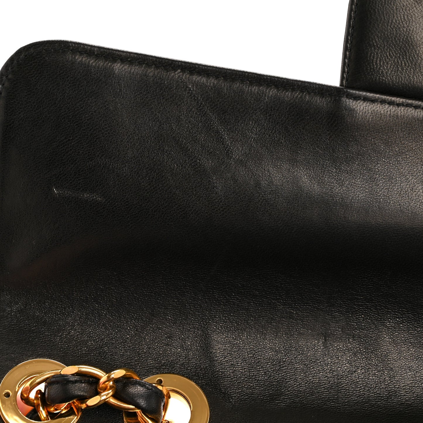 Lambskin Vertical Quilt Jumbo Single Flap Black