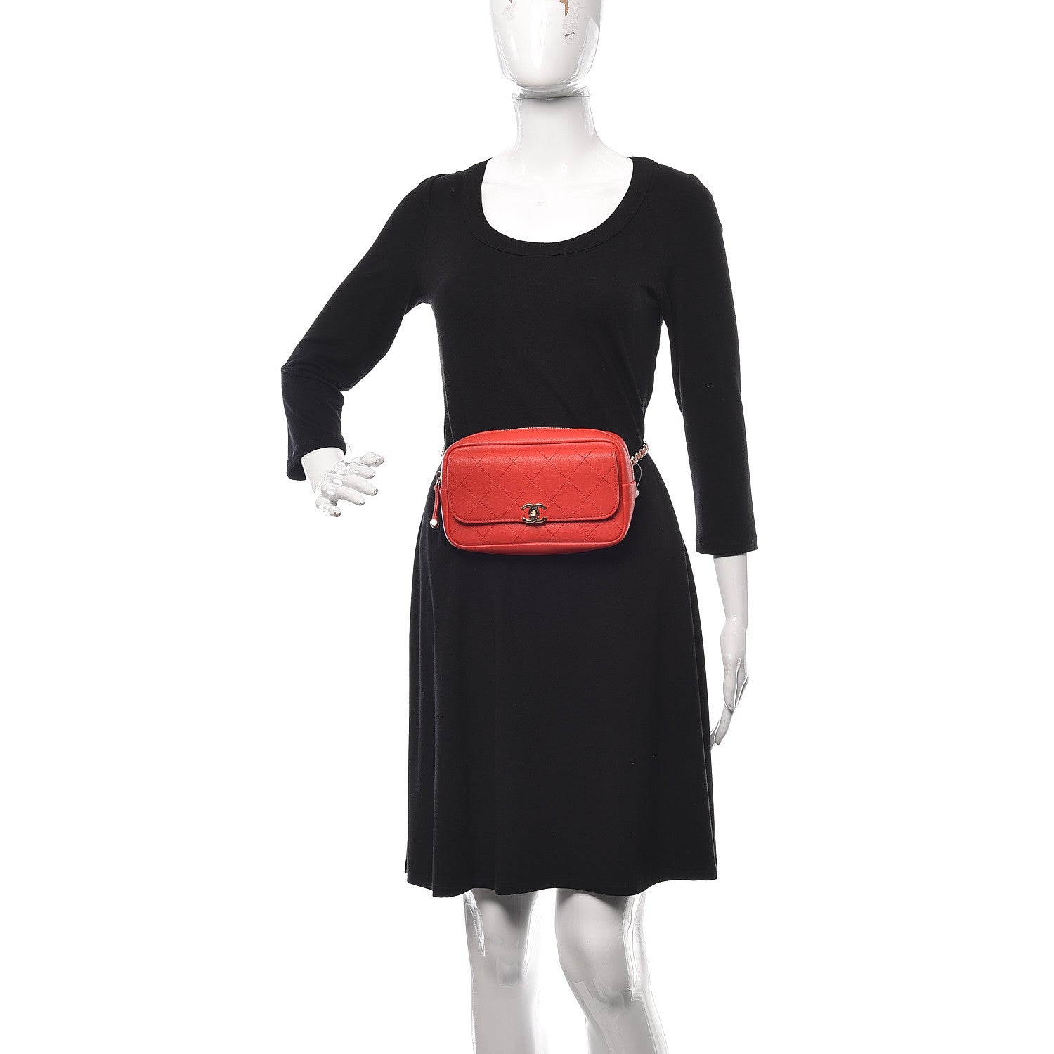 Chanel Goatksin Quilted Casual Trip Waist Belt Bag Red 3 of 11