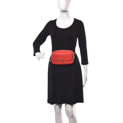 Chanel Goatksin Quilted Casual Trip Waist Belt Bag Red 3 of 11