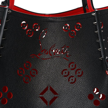 Christian Louboutin Calfskin Loubinthesky Large Perforated Cabarock Spikes Tote Black 9 of 9