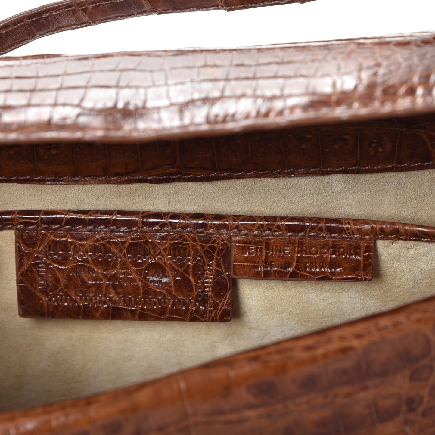 Crocodile Envelope Shoulder Bag Cognac