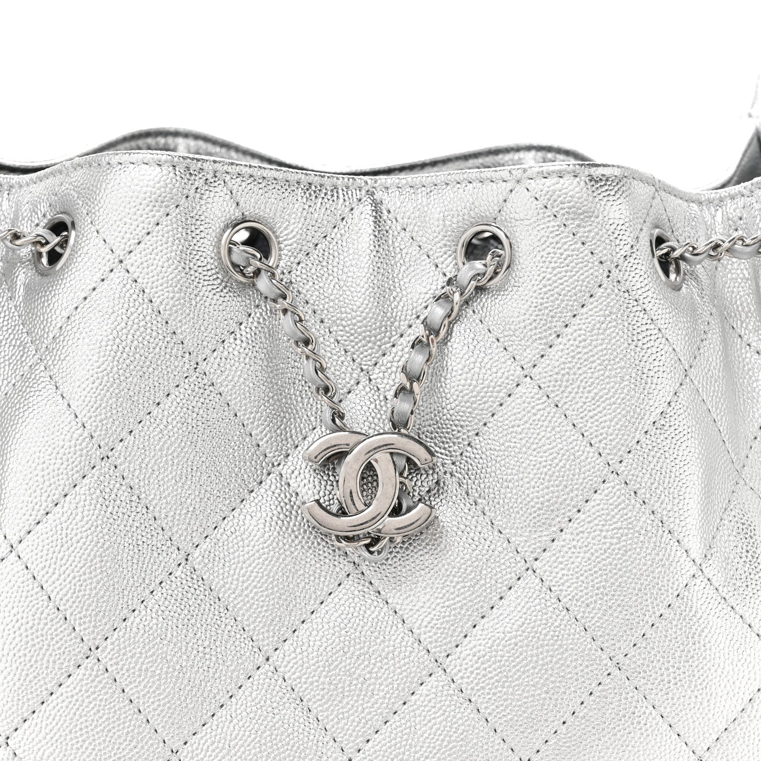 Chanel Metallic Caviar Quilted Small Chanel 25 Handbag Silver 8 of 11