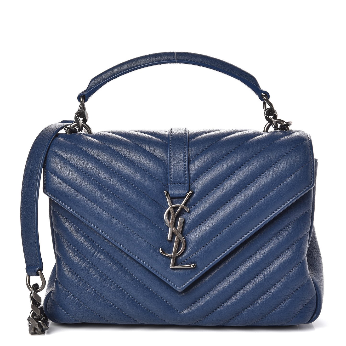 Sheepskin Matelasse Monogram Medium College Bag Navy