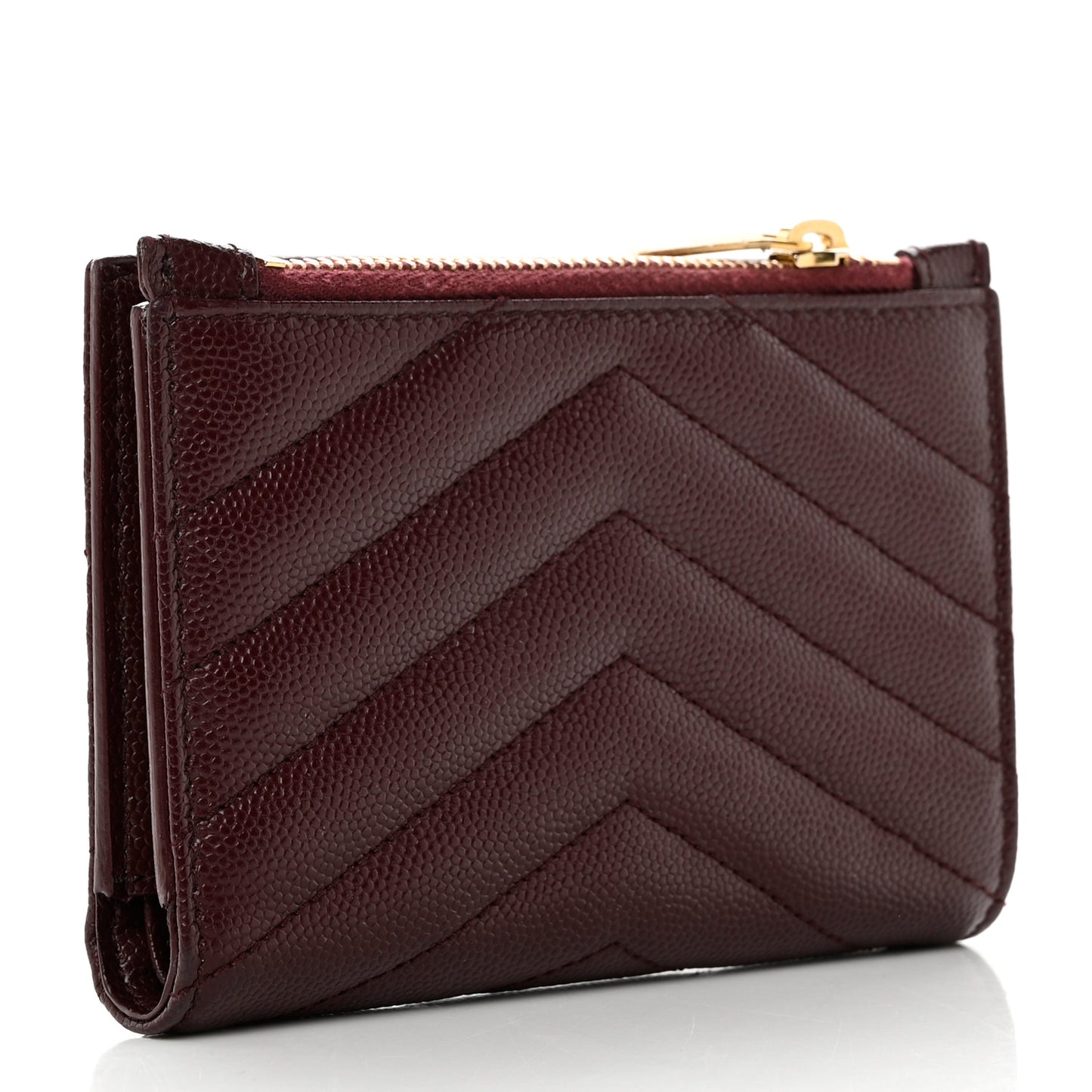 Grain De Poudre Matelasse Chevron Monogram Zipped Two-Part Wallet Rouge Legion