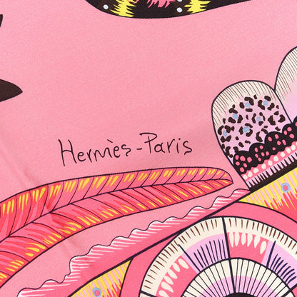 Hermes Silk The Savana Dance Wash 140 Scarf Rose Malabar Jaune Vieux Rose 2 of 6