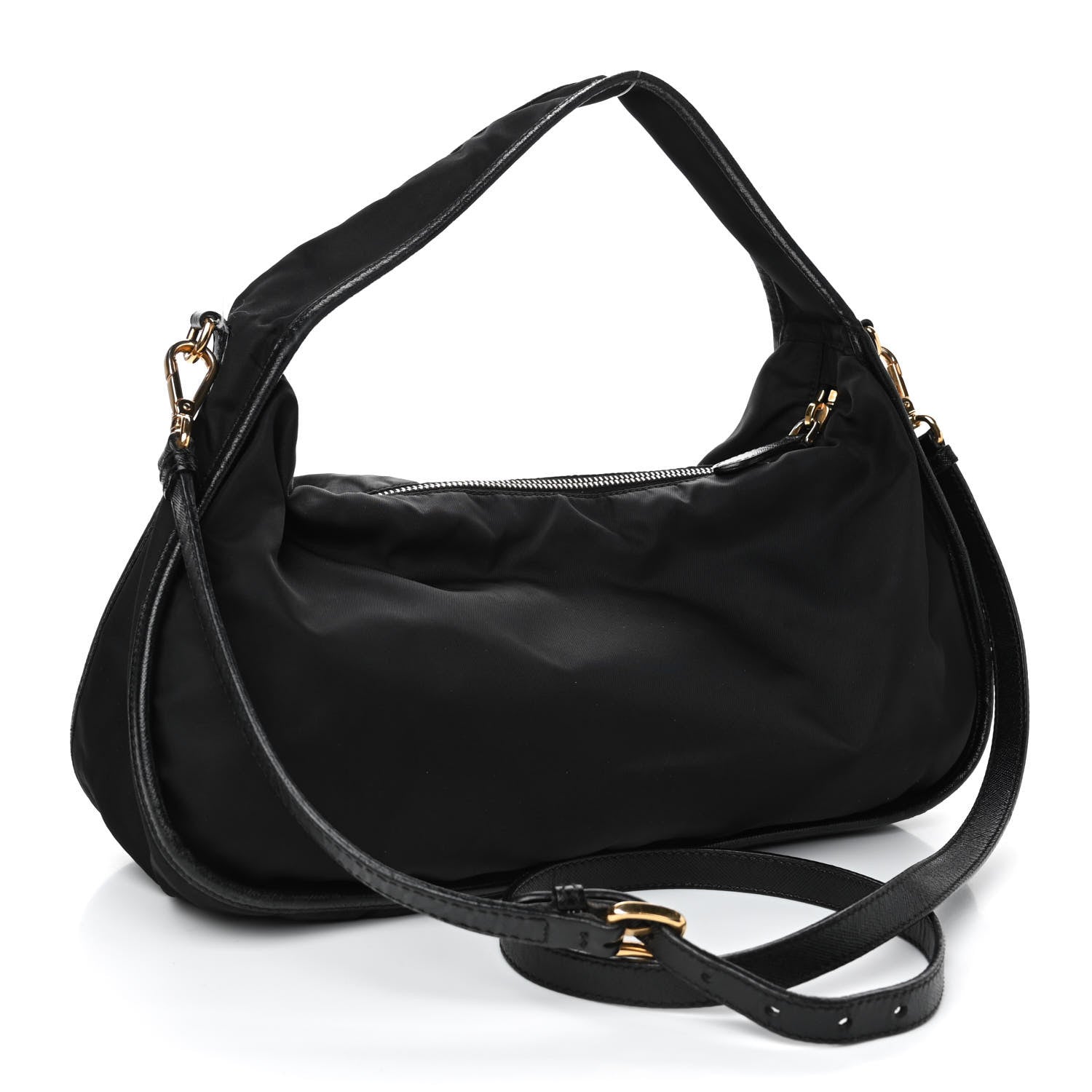 Prada Tessuto Nylon Saffiano Hobo Crossbody Black 2 of 5