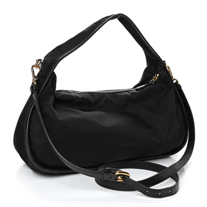 Prada Tessuto Nylon Saffiano Hobo Crossbody Black 2 of 5