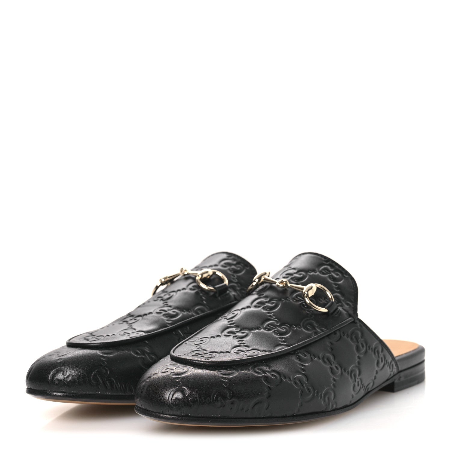 Gucci Glamour Calfskin Guccissima Womens Princetown Slippers 37 Black 4 of 11