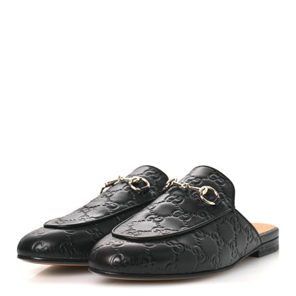 Gucci Glamour Calfskin Guccissima Womens Princetown Slippers 37 Black 4 of 11