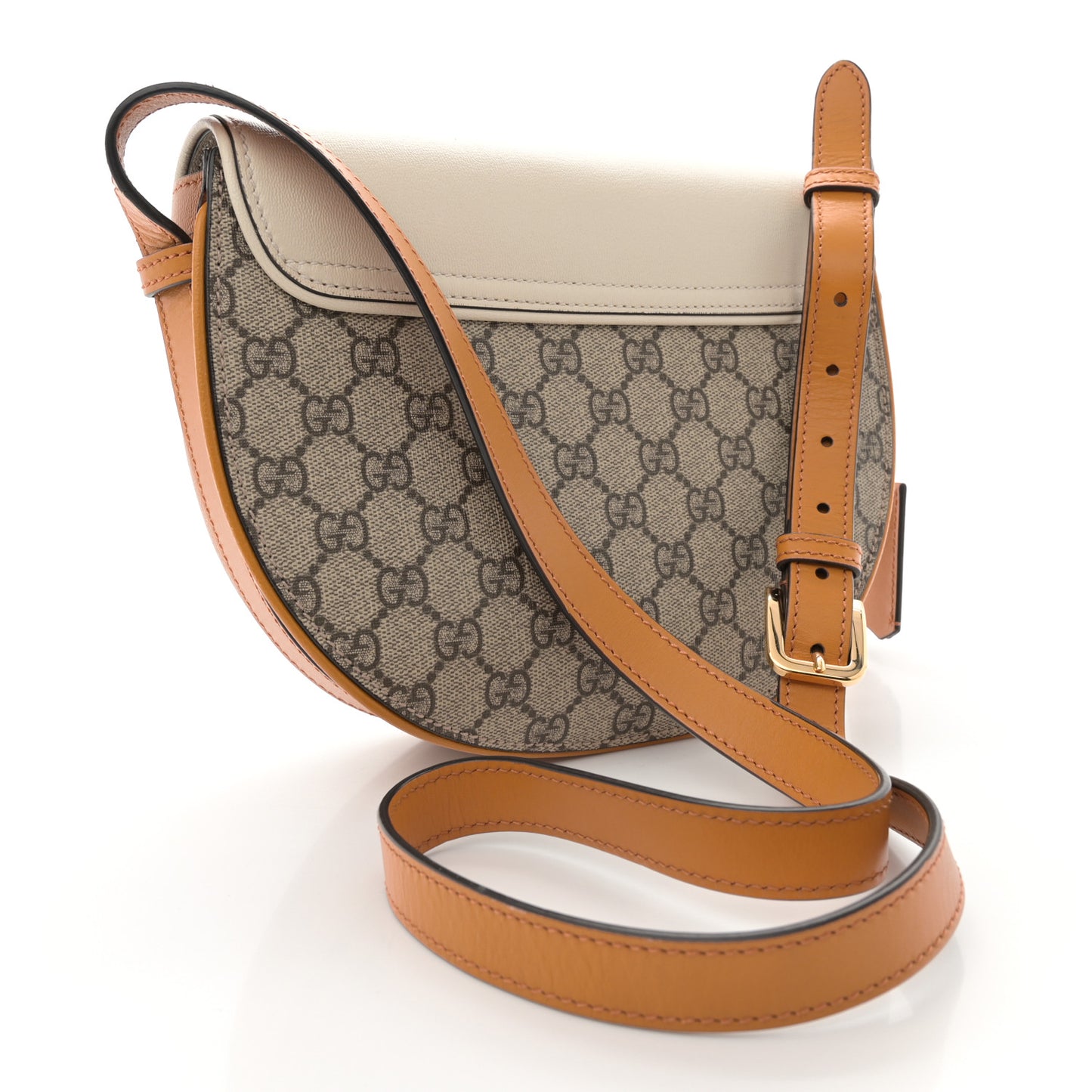 GG Supreme Monogram Calfskin Small Padlock Messenger Shoulder Bag Beige Mystic White Sun Oil