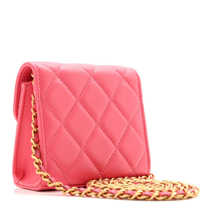 Chanel Lambskin Plexiglass Quilted Coco Love Clutch With Chain Pink 3 of 16