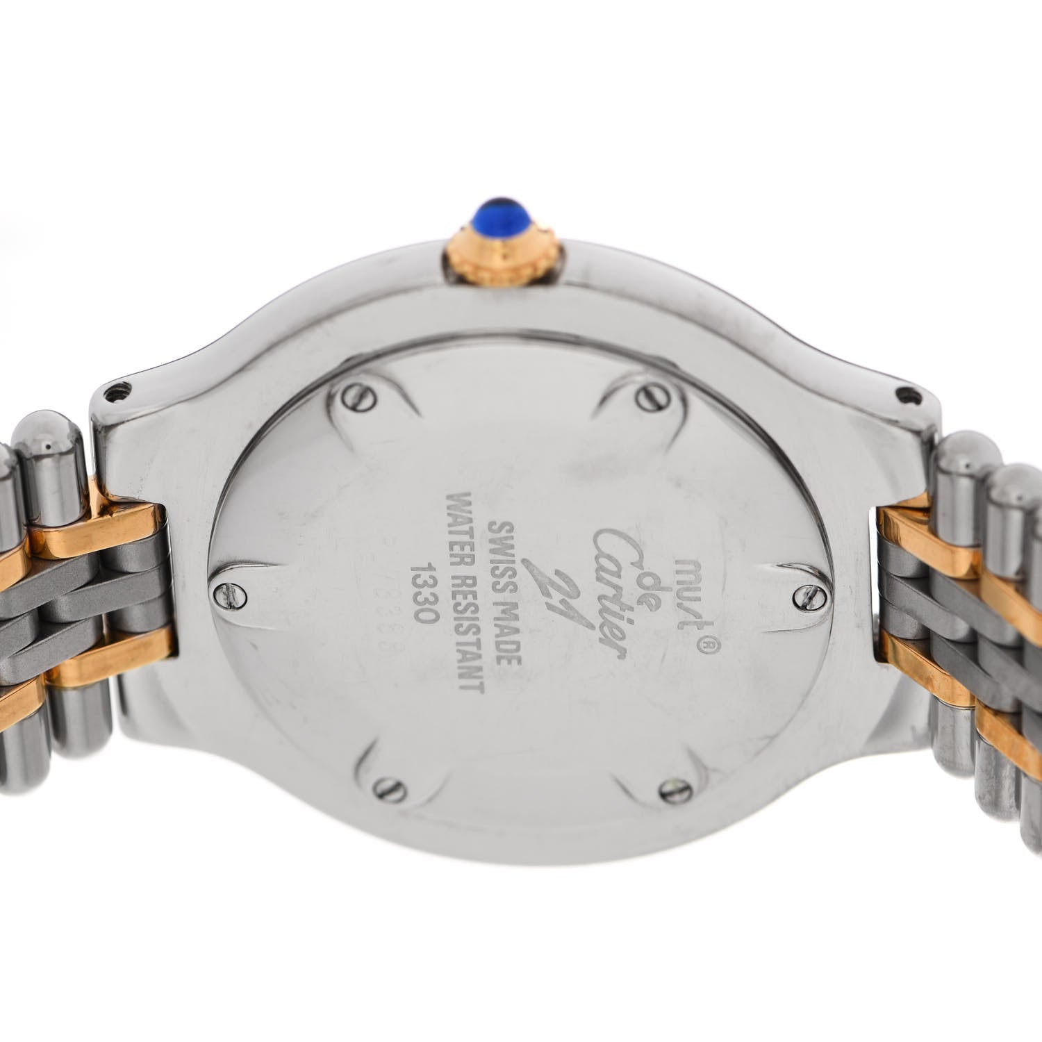 Cartier Stainless Steel 18K Yellow Gold 31mm Must De 21 Bullet Link Quartz Watch 4 of 4
