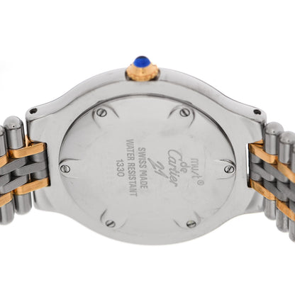 Cartier Stainless Steel 18K Yellow Gold 31mm Must De 21 Bullet Link Quartz Watch 4 of 4