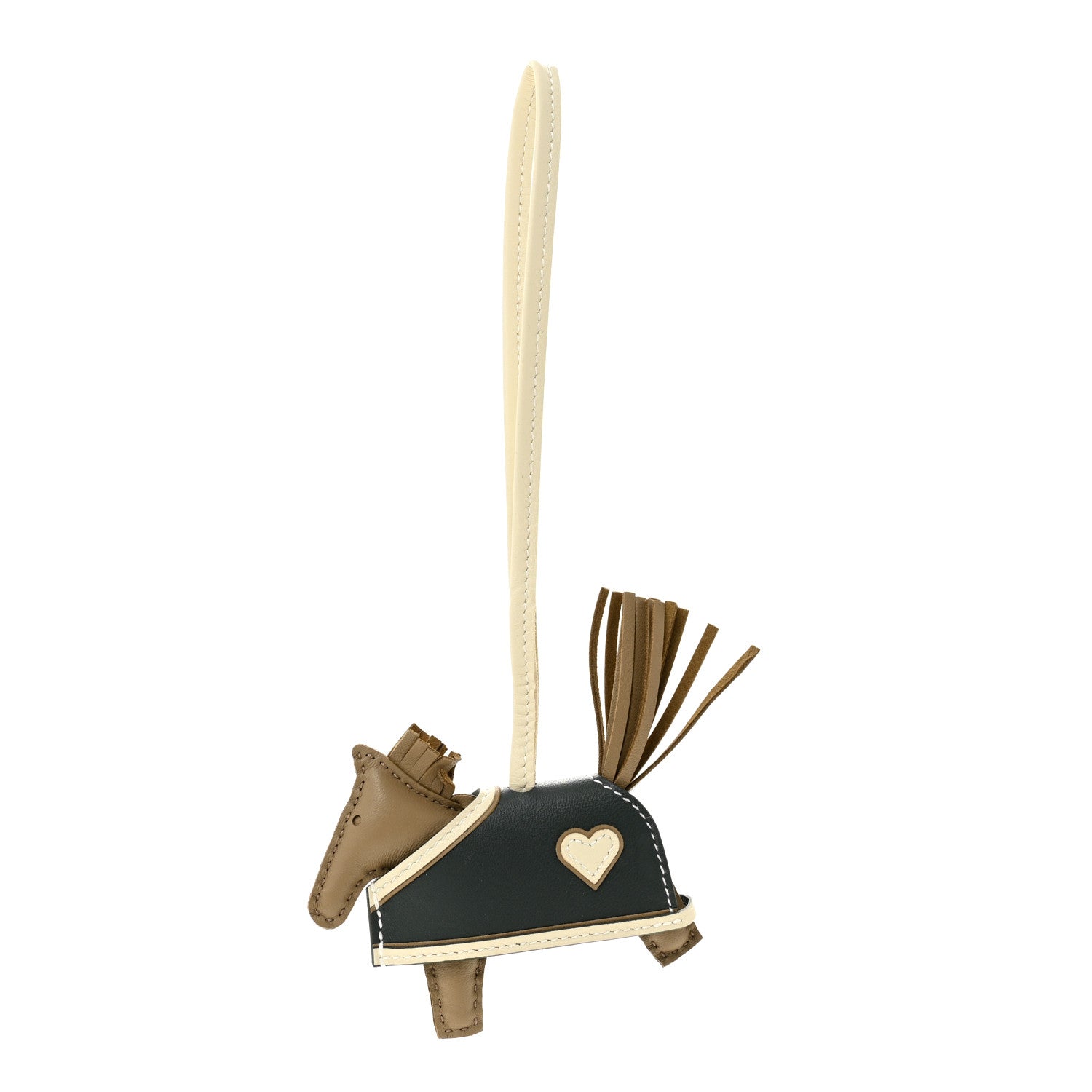 Hermes Milo Lambskin Grigri Rodeo Robeo Coeur Bag Charm PM Beige Marfa Craie Vert Mangrove 1 of 4