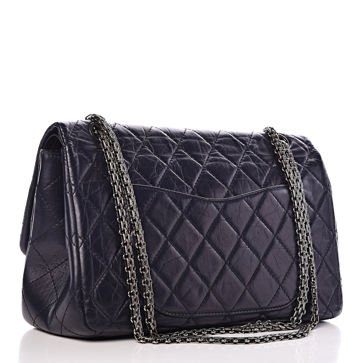Aged Calfskin Quilted 2.55 Reissue 227 Flap Navy Blue
