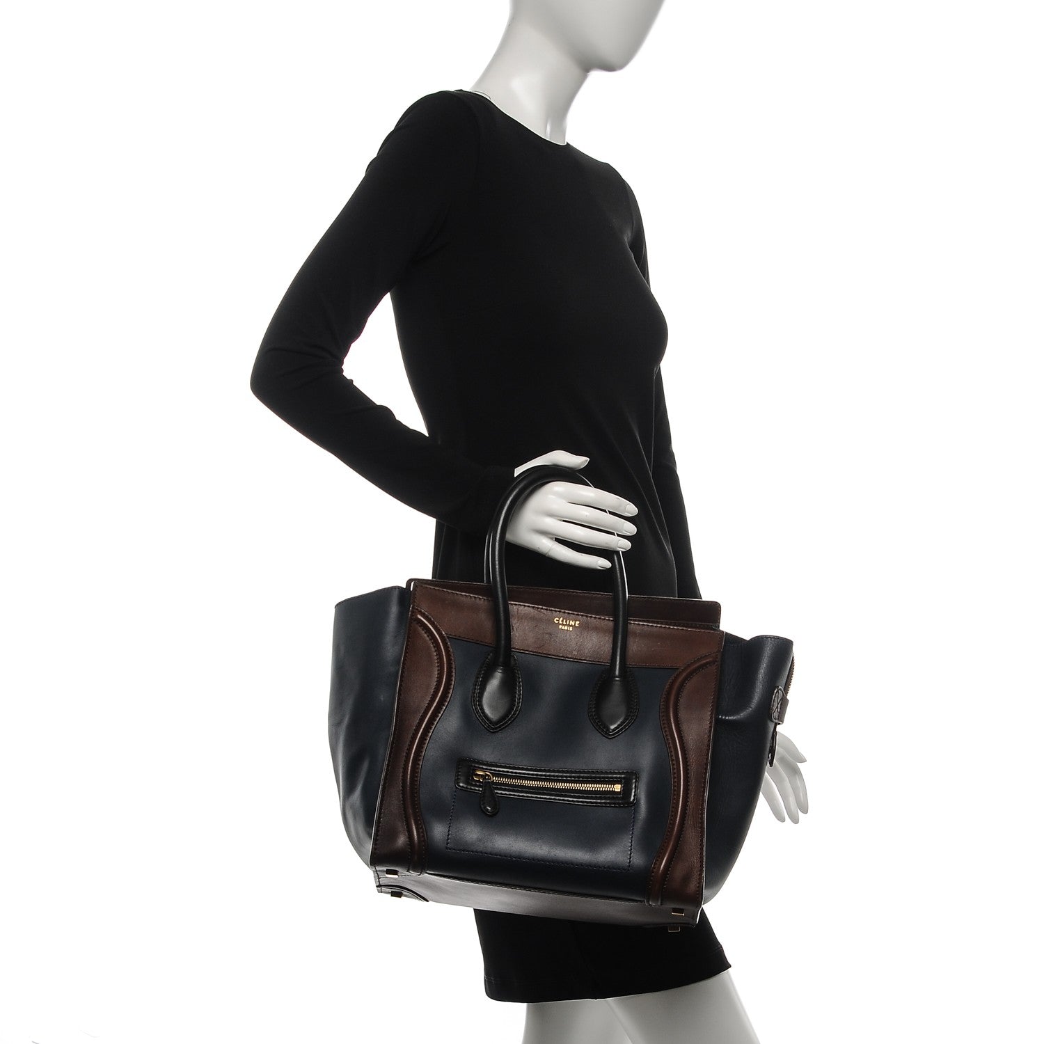 Celine Smooth Calfskin Mini Bi-Color Luggage Navy 2 of 8