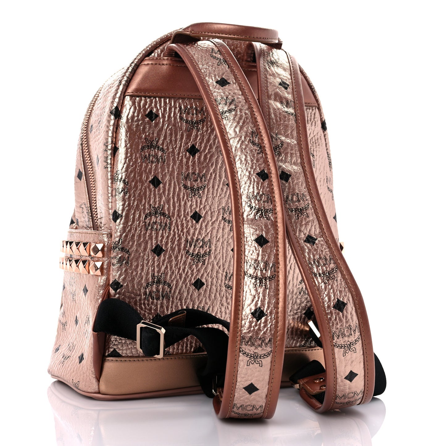 Metallic Visetos Side Stud Mini Stark Backpack Champagne Gold