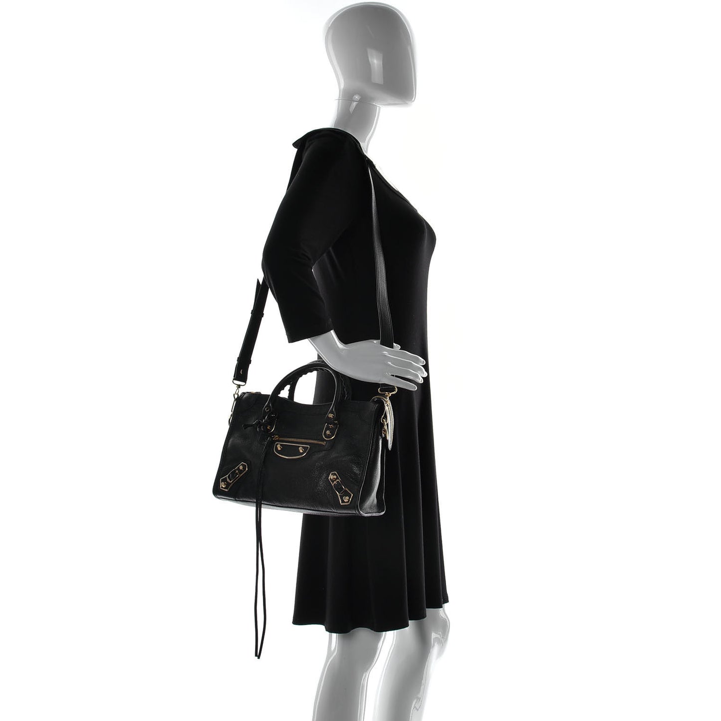 Chevre Gold Metallic Edge Hardware S City Black