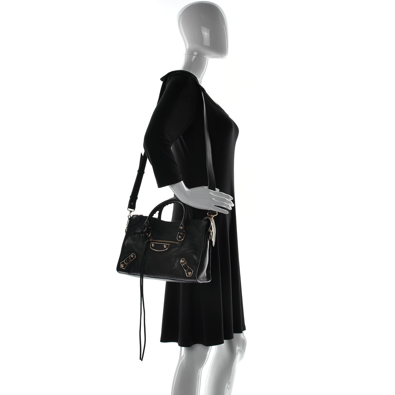 Balenciaga Chevre Gold Metallic Edge Hardware S City Black 2 of 14